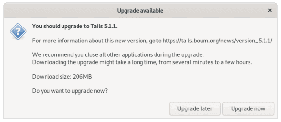 Upgrade auf Tails 5.1.1 ist verfügbar