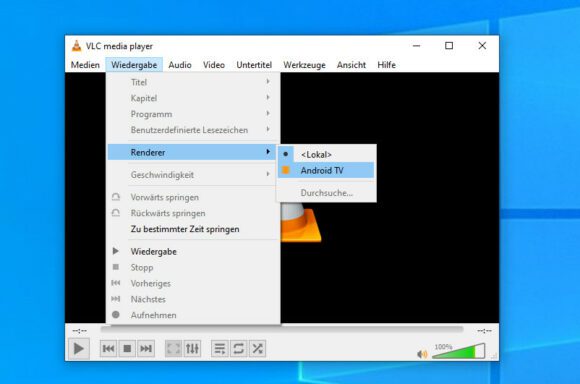 VLC unter Windows – kann ebenfalls zu Chromecast streamen