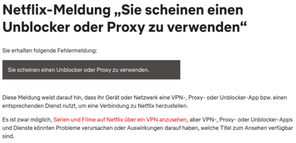 Der gefürchtete Netflix Proxy Fehler – Dein VPN wurde erkannt