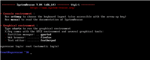 SystemRescueCd 9.04 nach dem Start
