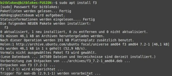 Installiere f3, um gefälschte USB-Sticks zu erkennen