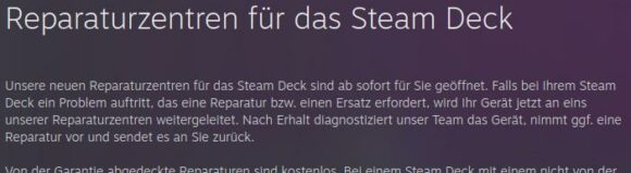 Reparaturzentrum für Steam Deck eröffnet