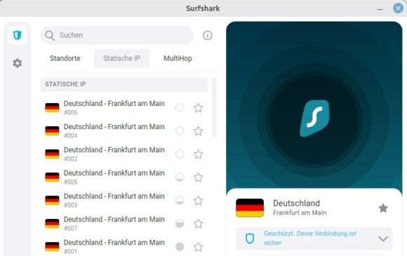 Auch Surfshark kann ARD und ZDF problemlos entsperren