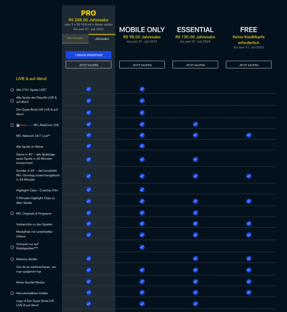 Die Kosten des NFL Game Pass Pl ne Preise und Tipps