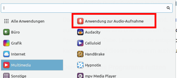 Audio-Rekorder in meinem Menü