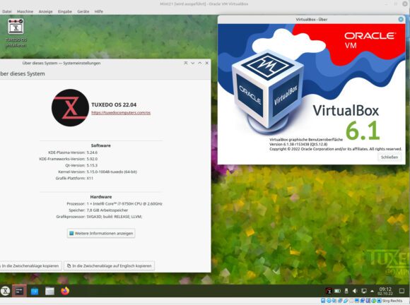 Tuxedo OS 22.04 in einer virtuellen Maschine