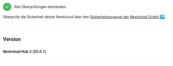 Update auf Nextcloud 25.0.1 war problemlos