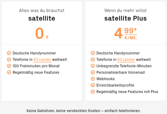 Das Basis-Paket von satellite ist wirklich kostenlos