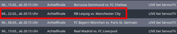 RB Leipzig gegen Man City live und kostenlos bei ServusTV