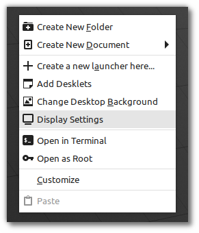 Neue Verknüpfung zu den Bildschirmeinstellungen (Quelle: linuxmint.com)