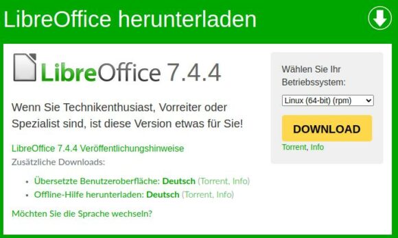 LibreOffice 7.4.4 steht zum Download bereit