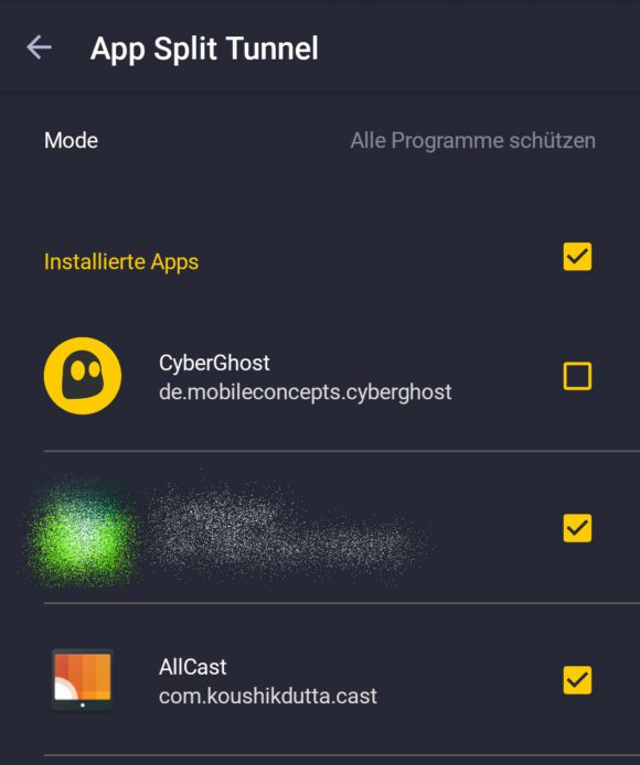 Split-Tunneling ist unter Android möglich
