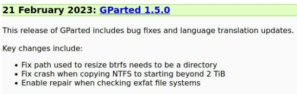 GParted 1.5.0 bietet Reparatur für exFAT an