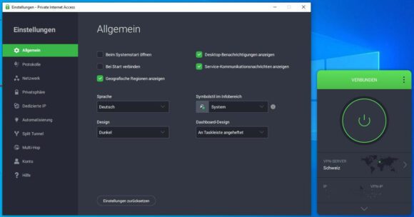 Private Internet Access Test – benutzerfreundliche Windows App