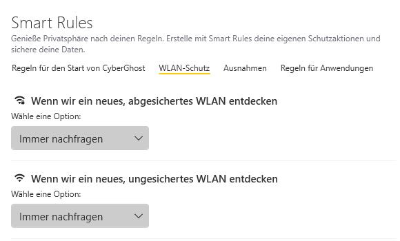 CyberGhosts WLAN-Schutz