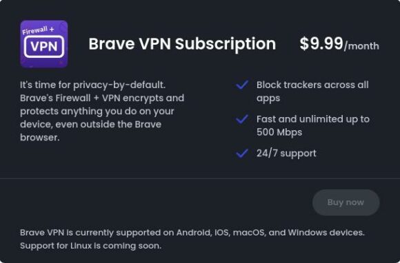 Brave VPN ist relativ teuer, finde ich