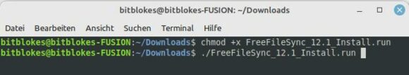 FreeFileSync ausführbar machen und aufrufen