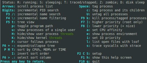 htop bietet viele Optionen