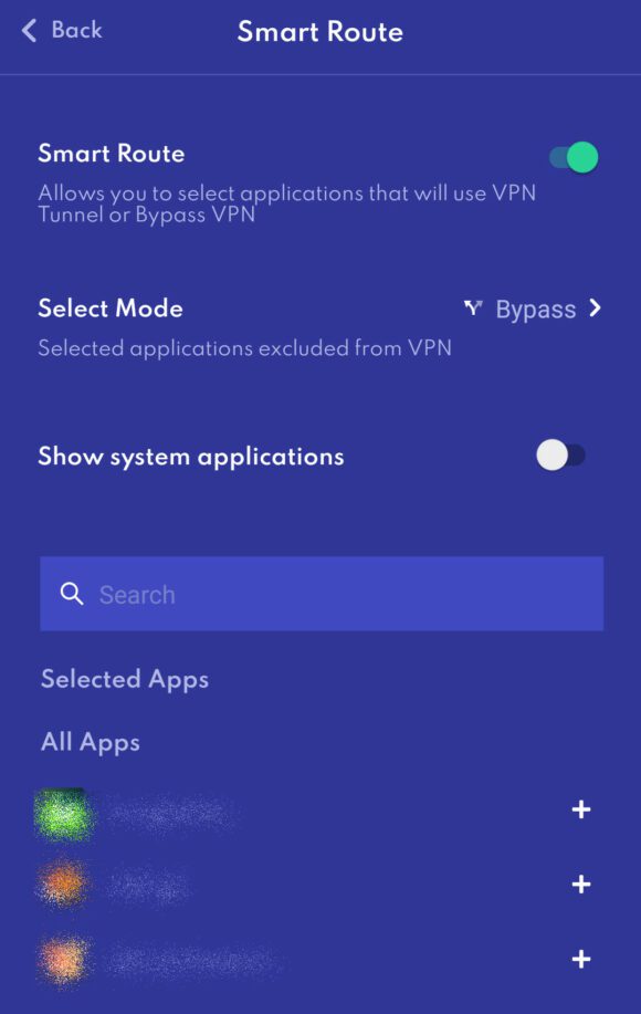 Das Split-Tunneling bei Privado VPN nennt sich Smart Route