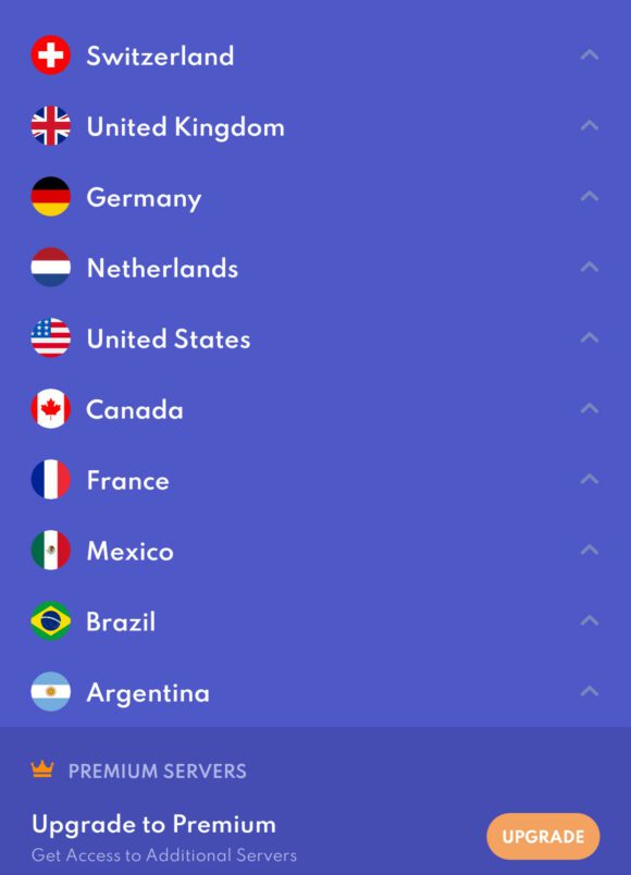 Die kostenlosen Standorte von PrivadoVPN
