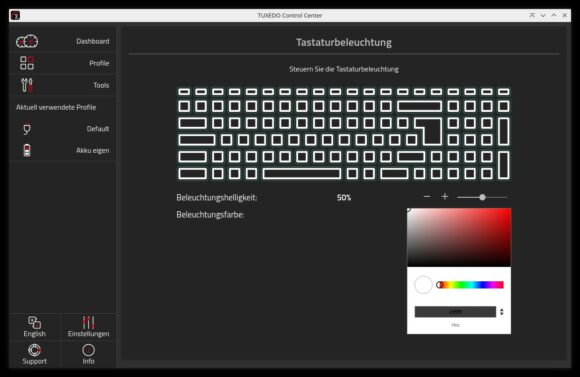 Die Tastatur über das TUXEDO Control Center konfigurieren