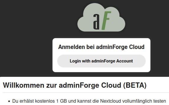 Mit adminforge-Konto anmelden