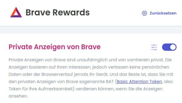 Brave Rewards – Krypto verdienen