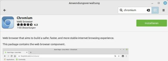 Chromium im Repository von Linux Mint