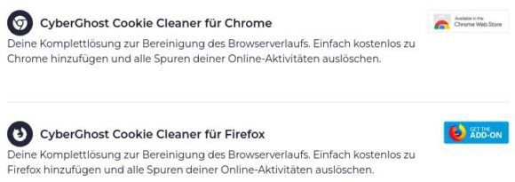 CyberGhost Cookie Cleaner für Chrome und Firefox
