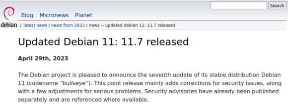 Debian 11.7 Bullseye ist veröffentlicht