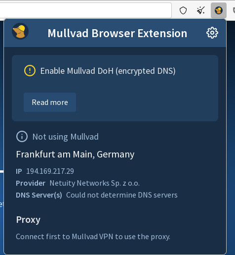 Mullvad Browser Erweiterung