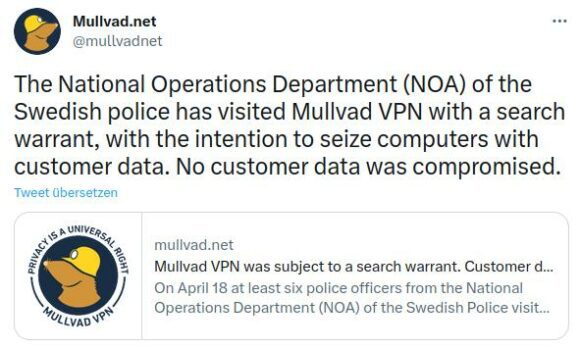 Büro von Mullvad VPN wurde durchsucht