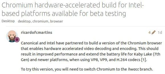 Beta-Version von Hardware-beschleunigtem Chromium Snap ist verfügbar