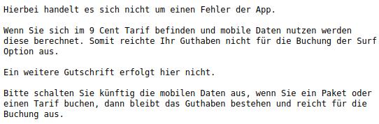 Hätte der Kundenservice mein Problem gelesen, kann er keine solche Antwort geben