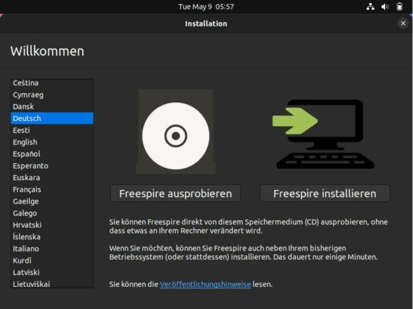 Freespire 9.5 ausprobieren oder installieren