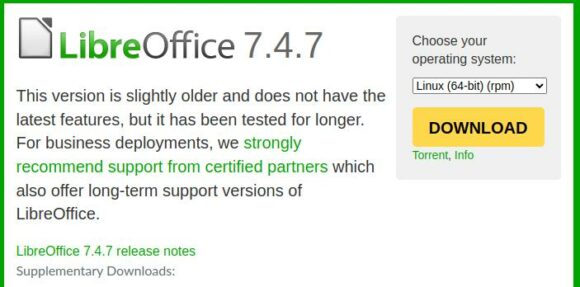 LibreOffice 7.4.7 ist die letzte Wartungsversion des Zweiges