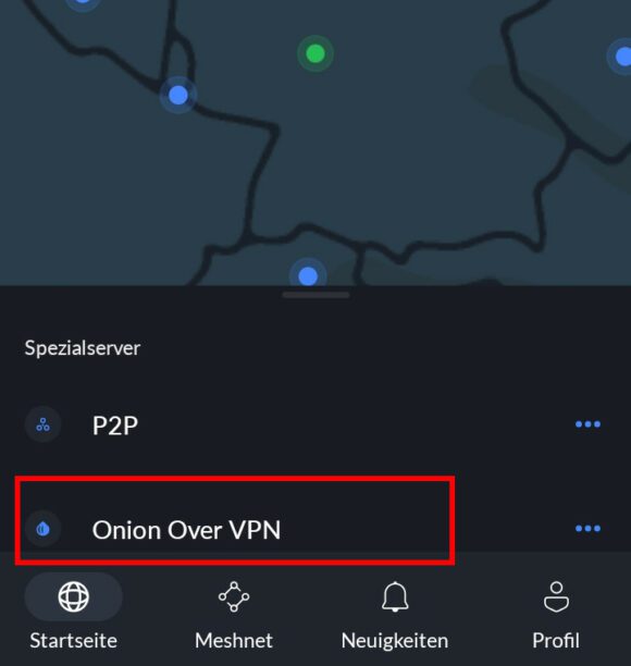 Onion Over VPN bei NordVPN
