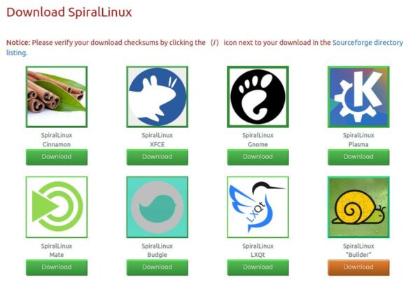 SpiralLinux – mit verschiedenen Desktop-Umgebungen erhältlich