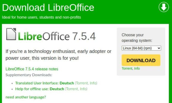 LibreOffice 7.5.4 ist verfügbar