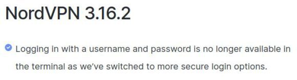 Ab NordVPN 3.16.2 ist keine Anmeldung per Anwendername und Passwort mehr möglich