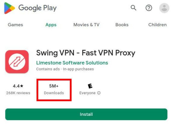 Swing VPN wurde über 5 Millionen mal heruntergeladen