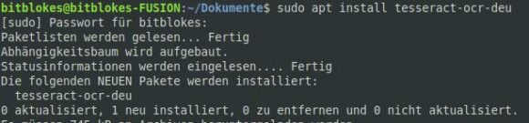 Deutsche OCR-Erkennung für tesseract installieren