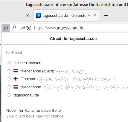 Tor Browser 12.5 – Informationen zu den Circuits