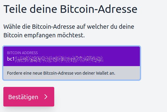 Teile Deine Bitcoin-Adresse