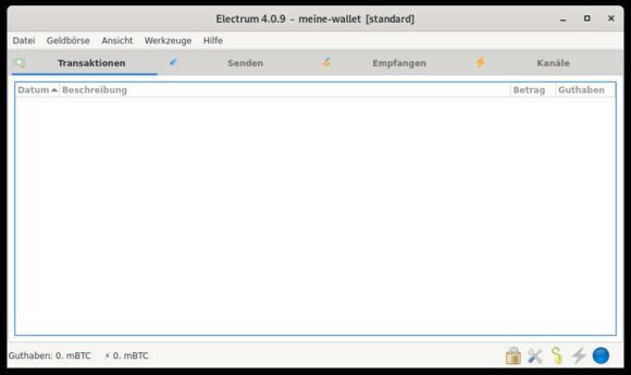 Electrum ist konfiguriert und wird bald zu Deiner Cold Wallet
