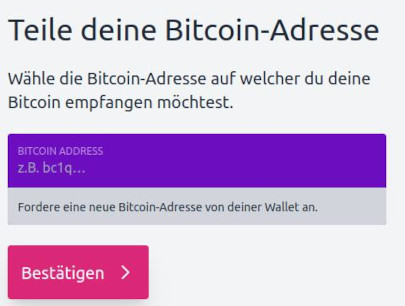 Bitcoin-Adresse angeben