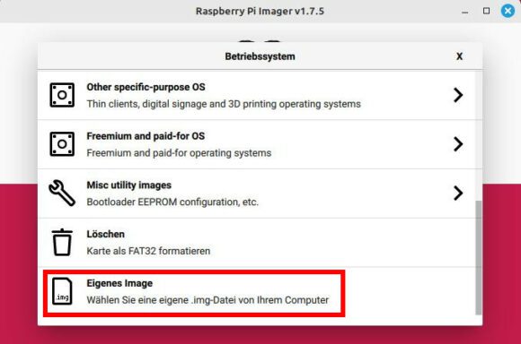 Mit dem Raspberry Pi Imager ein Abbild auf USB-Stick schreiben