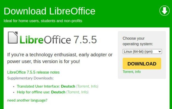 LibreOffice 7.5.5 Community steht zum Download bereit