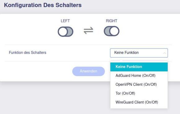 Der mobile VPN-Router hat einen physischen Schalter, den Du konfigurieren kannst
