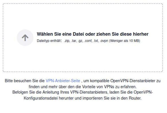 Du kannst VPN-Konfigurationsdateien auch als ZIP-Datei hochladen